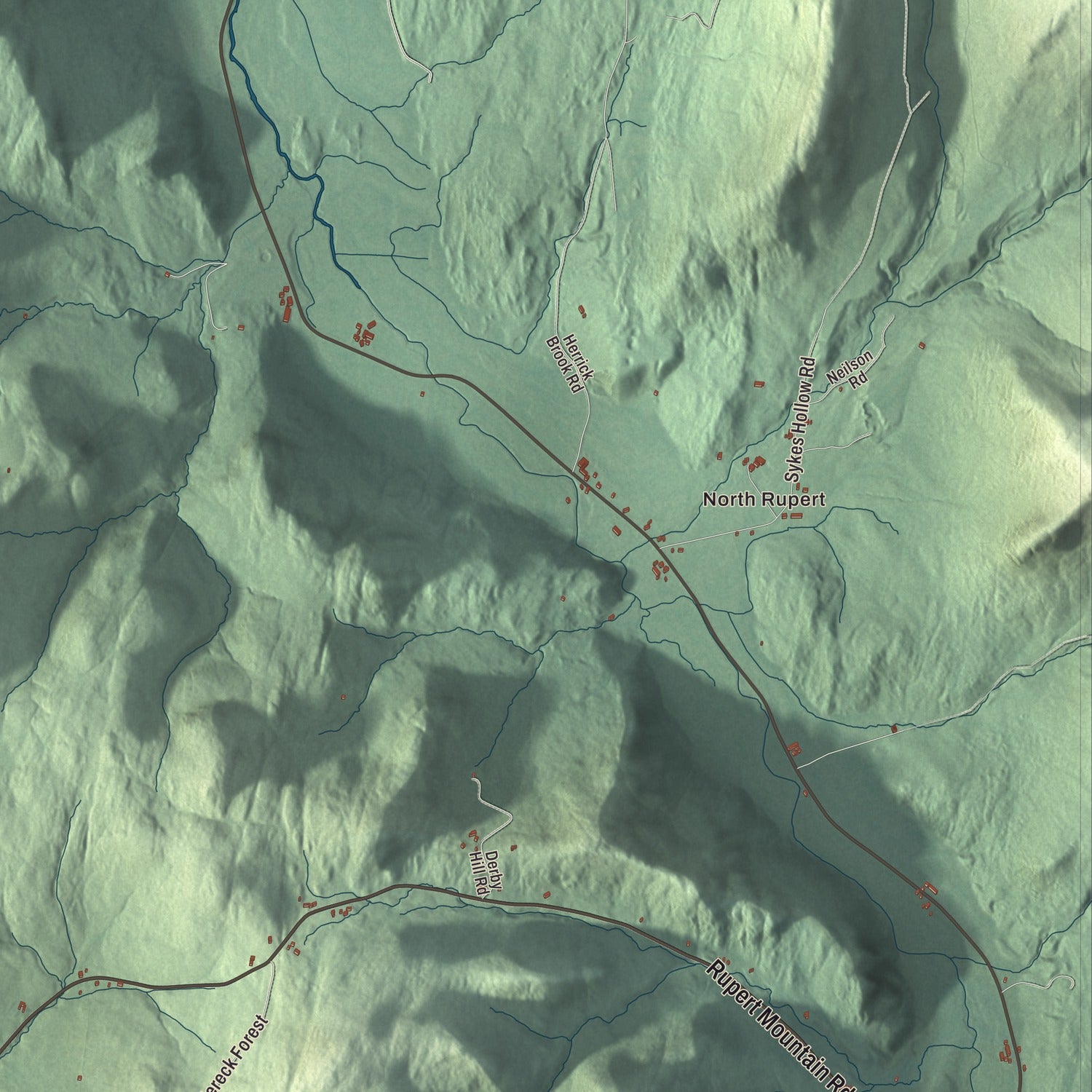 Terrain and local geography detail from the Rupert, Vermont map