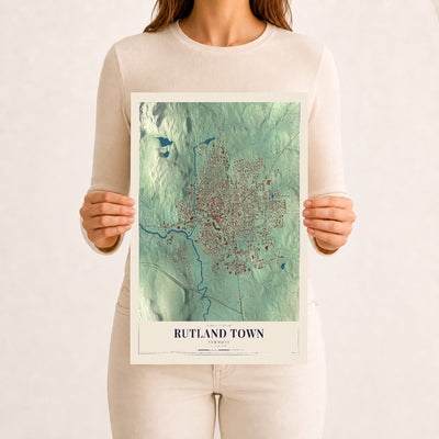 Rutland Town, Vermont map print - 12 x 18 archival matte print