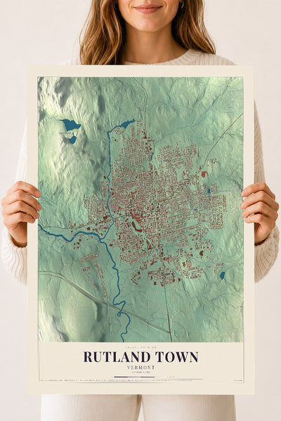 Rutland Town, Vermont map print - 18 x 24 archival matte print