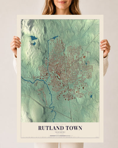 Rutland Town, Vermont map print - 24 x 36 archival matte print