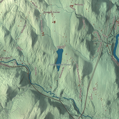 Terrain and local geography detail from the Ryegate, Vermont map