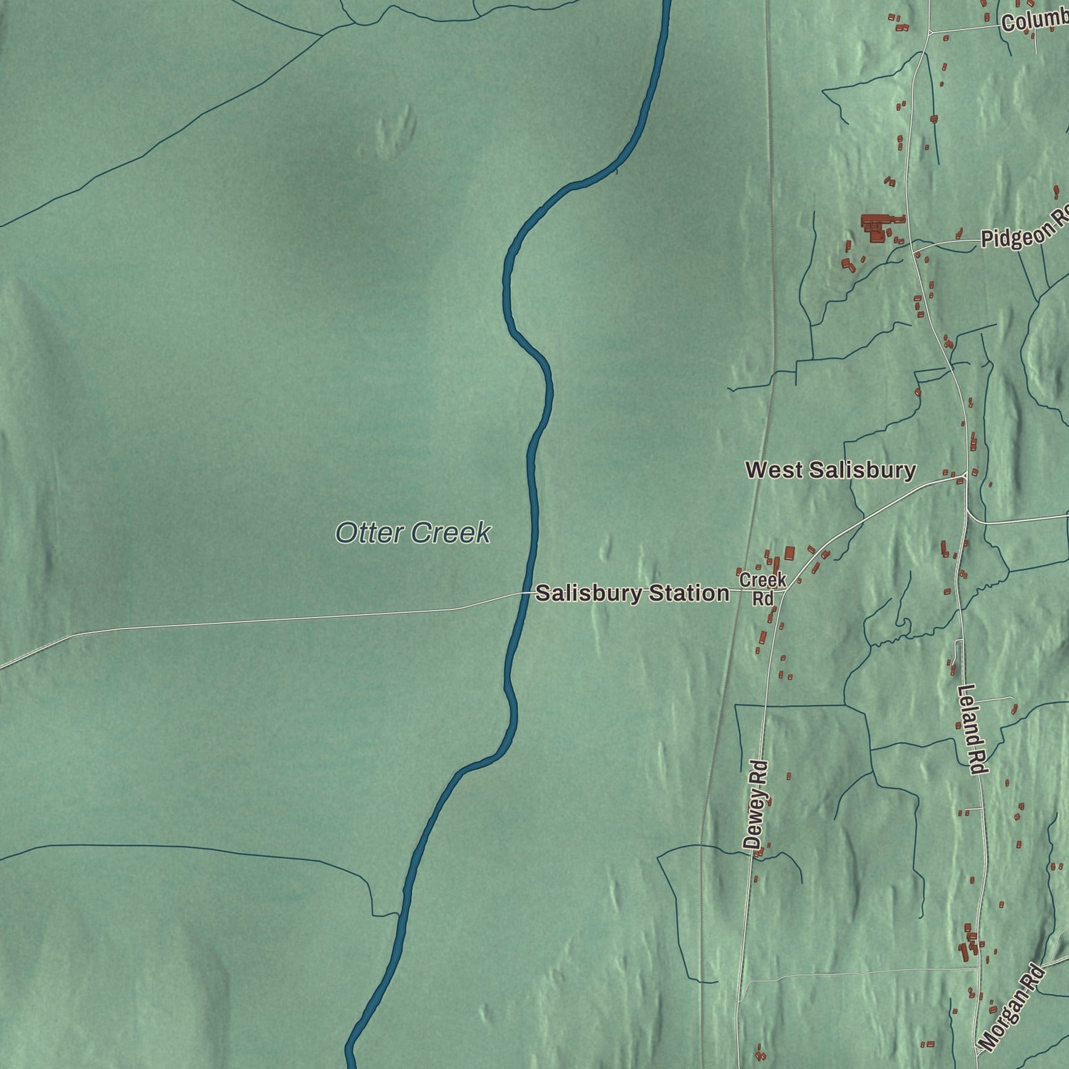 Terrain and local geography detail from the Salisbury, Vermont map