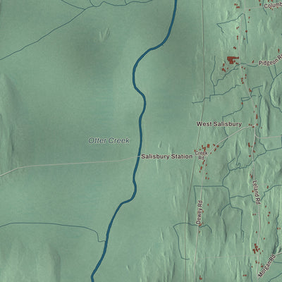 Terrain and local geography detail from the Salisbury, Vermont map