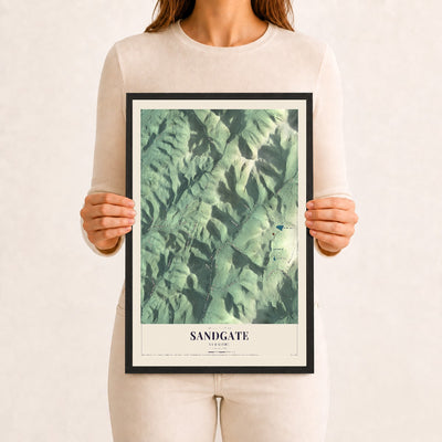 Sandgate, Vermont map print - 12 x 18 black Ayous wood frame