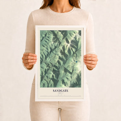 Sandgate, Vermont map print - 12 x 18 white Ayous wood frame