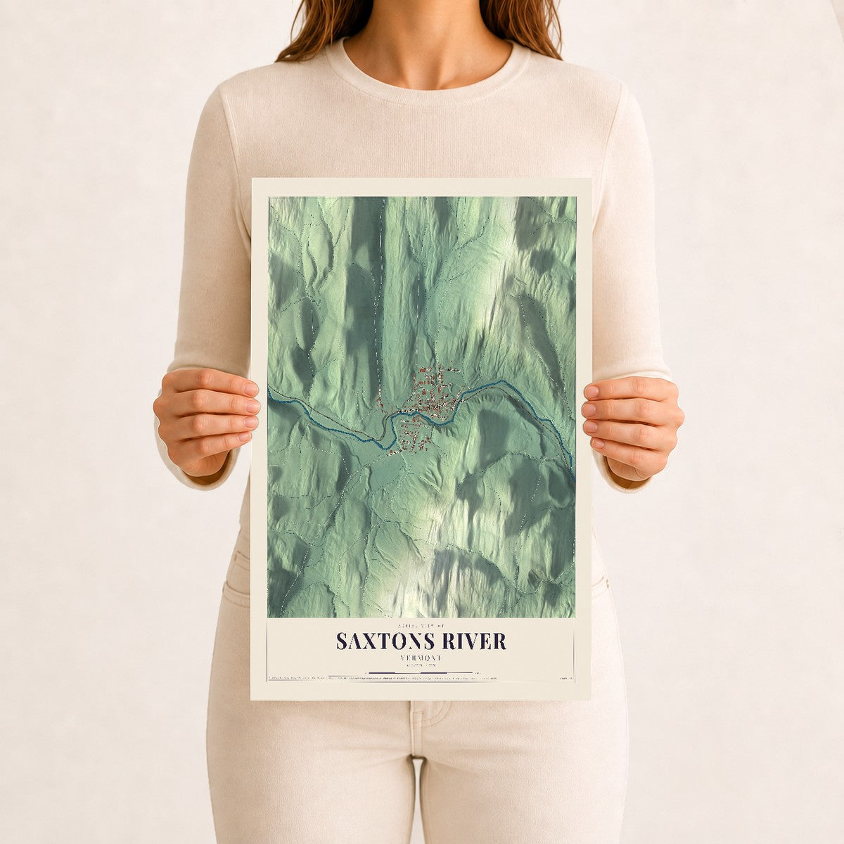 Saxtons River, Vermont map print - 12 x 18 archival matte print