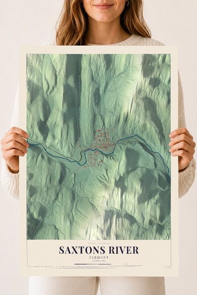 Saxtons River, Vermont map print - 18 x 24 archival matte print