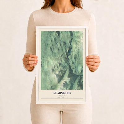 Searsburg, Vermont map print - 12 x 18 white Ayous wood frame