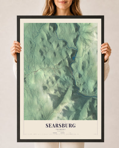 Searsburg, Vermont map print - 24 x 36 black Ayous wood frame