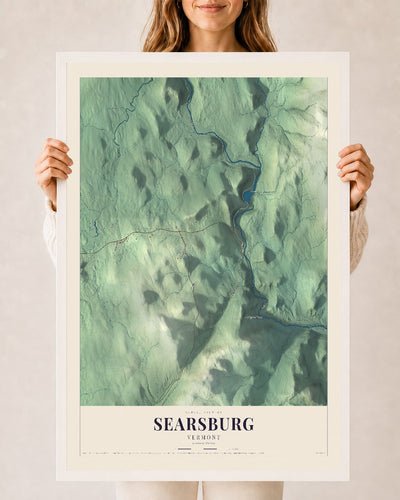 Searsburg, Vermont map print - 24 x 36 white Ayous wood frame