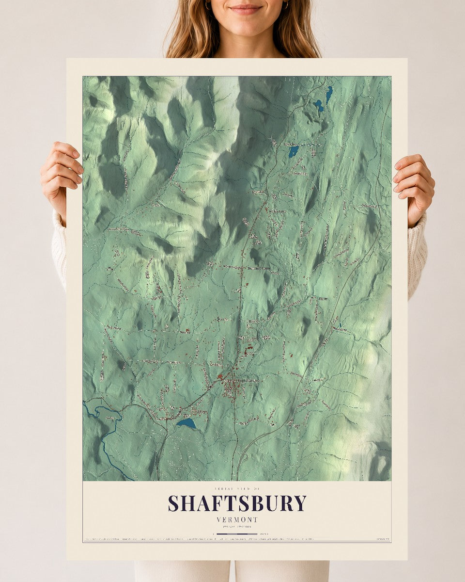 Shaftsbury, Vermont map print - 24 x 36 archival matte print