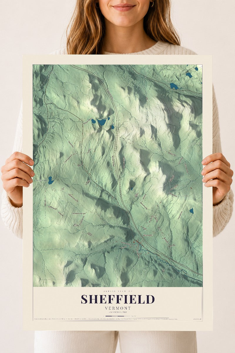 Sheffield, Vermont map print - 18 x 24 archival matte print