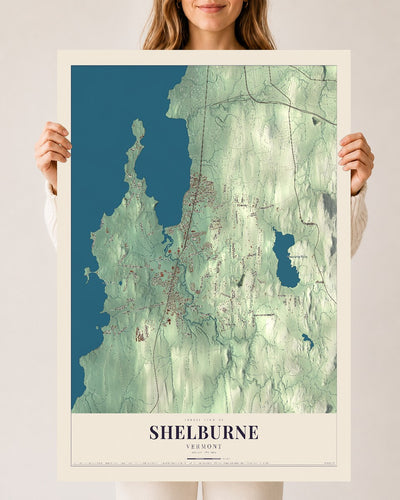 Shelburne, Vermont map print - 24 x 36 archival matte print