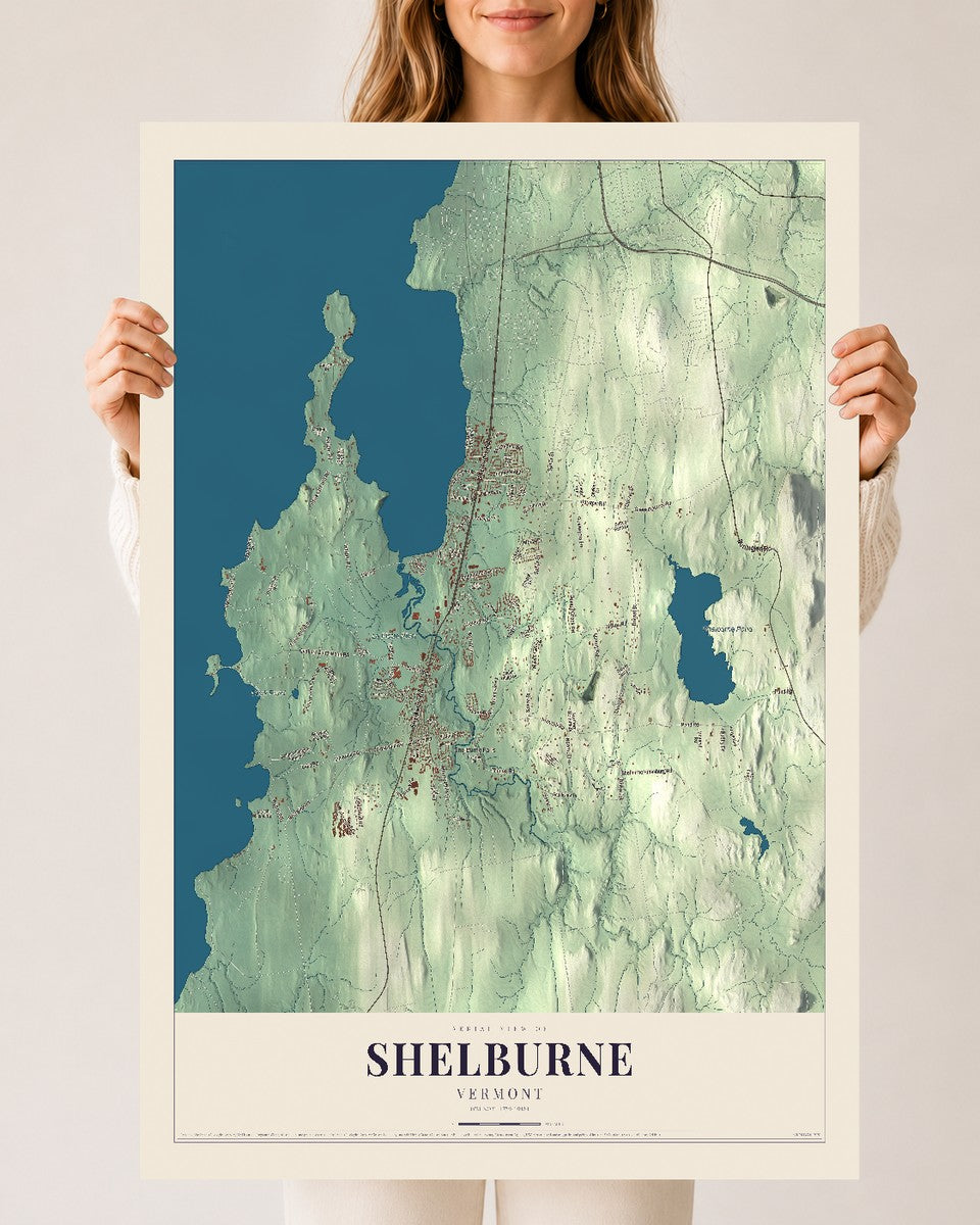 Shelburne, Vermont map print - 24 x 36 archival matte print