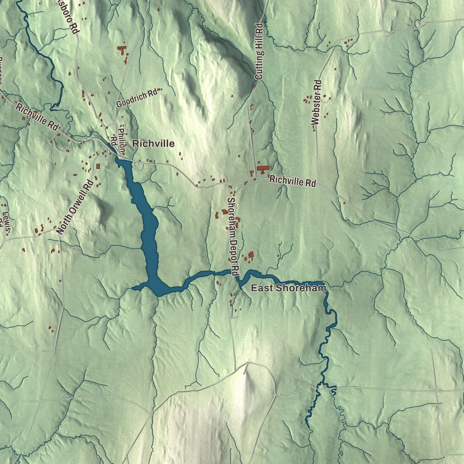 Street and neighborhood detail from the Shoreham, Vermont map