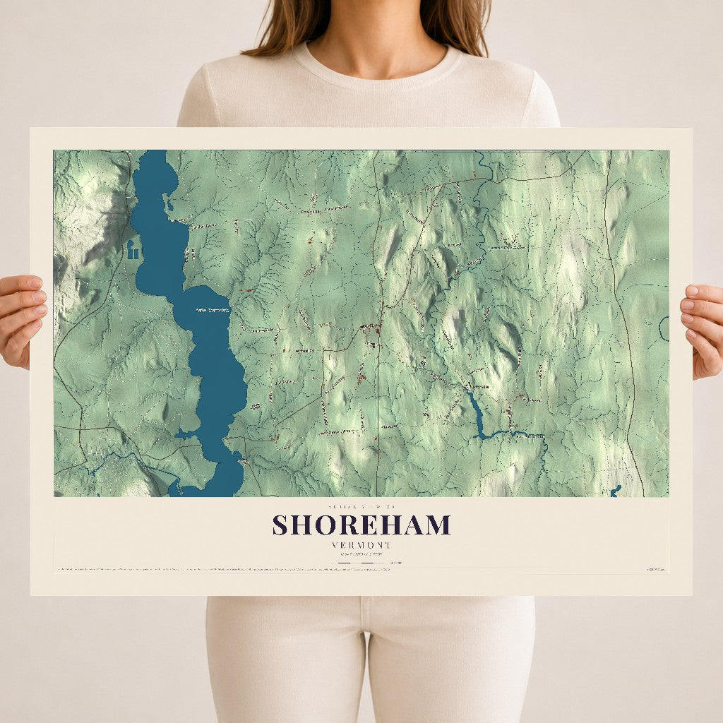 Map of Shoreham, Vermont, 18 x 24 inch unframed archival matte print