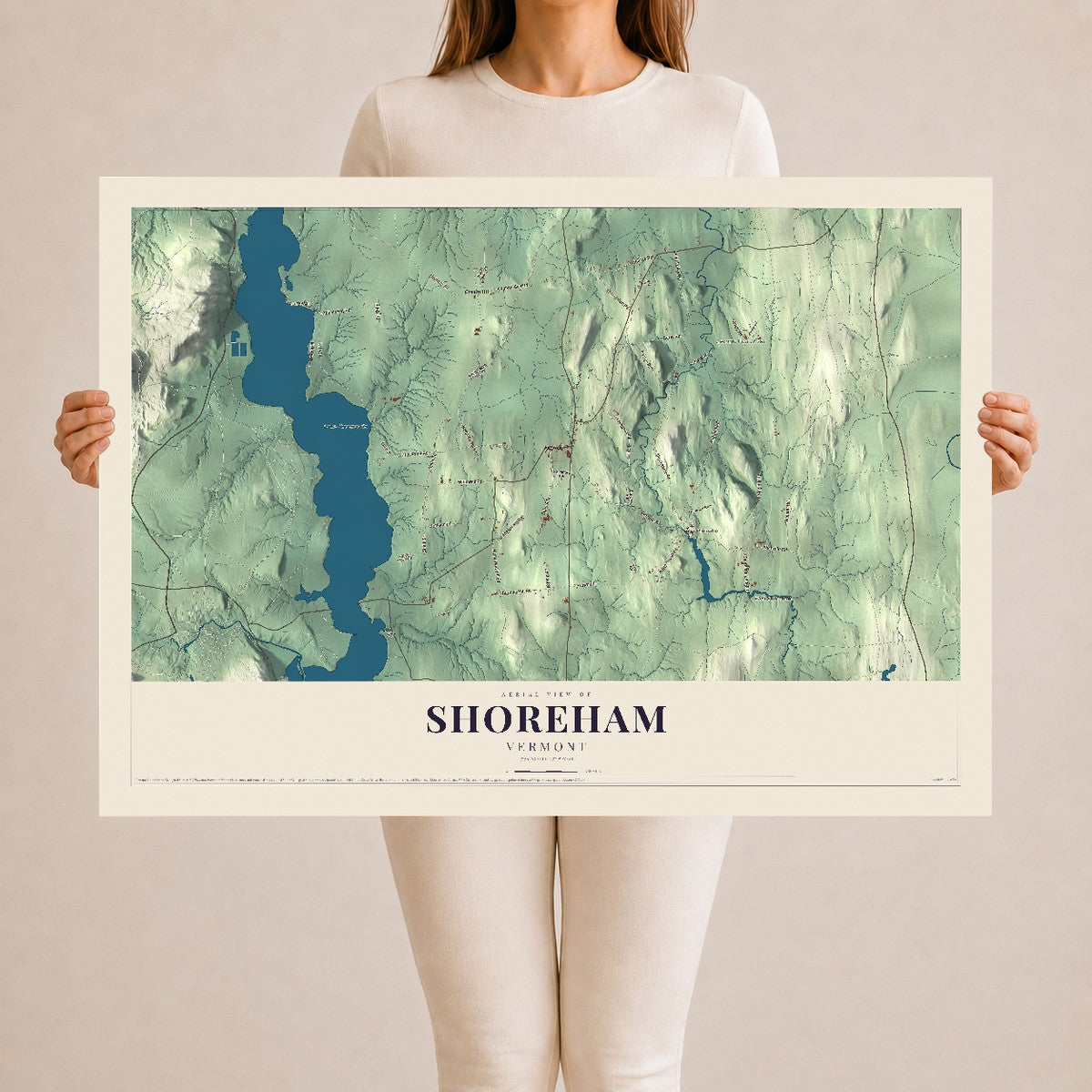Map of Shoreham, Vermont, 24 x 36 inch unframed archival matte print
