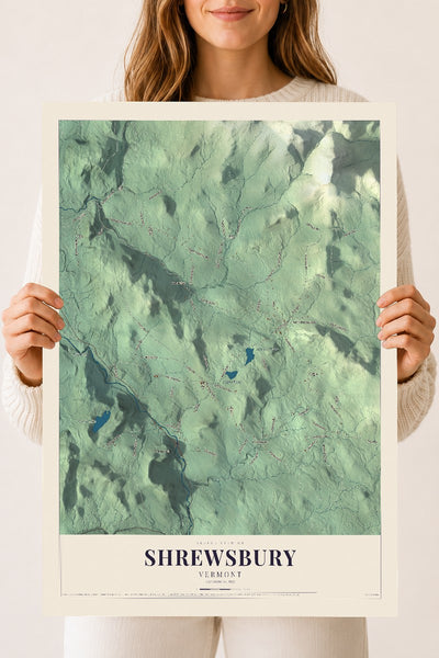 Shrewsbury, Vermont map print - 18 x 24 archival matte print