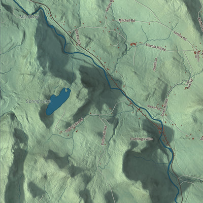 Terrain and local geography detail from the Shrewsbury, Vermont map