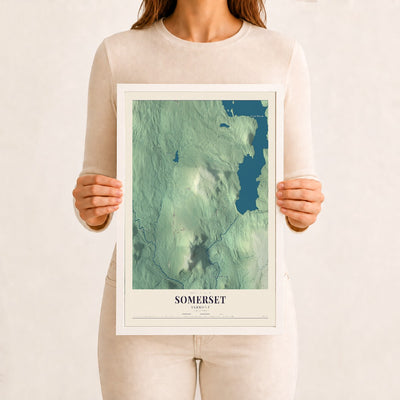 Somerset, Vermont map print - 12 x 18 white Ayous wood frame