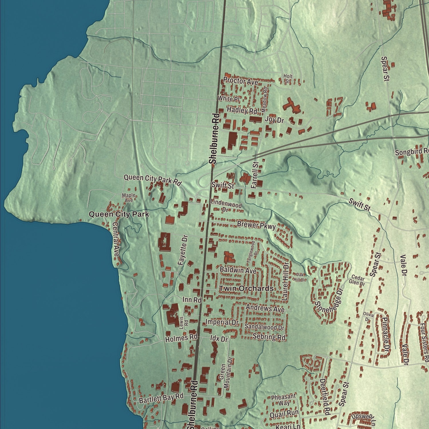 Street and neighborhood detail from the South Burlington, Vermont map