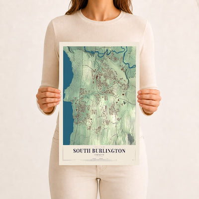 South Burlington, Vermont map print - 12 x 18 archival matte print