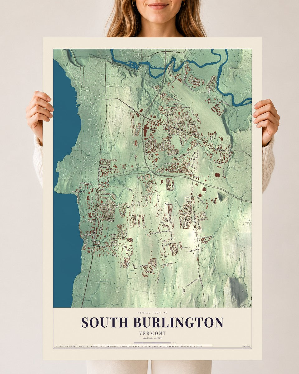 South Burlington, Vermont map print - 24 x 36 archival matte print