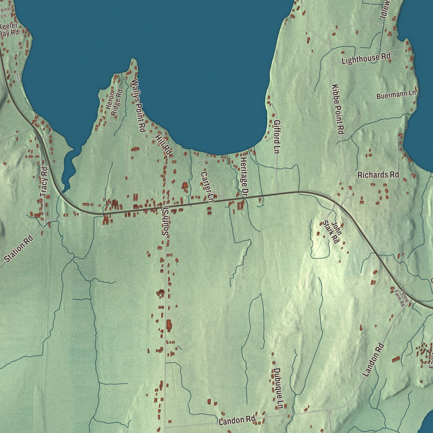 Terrain and local geography detail from the South Hero, Vermont map
