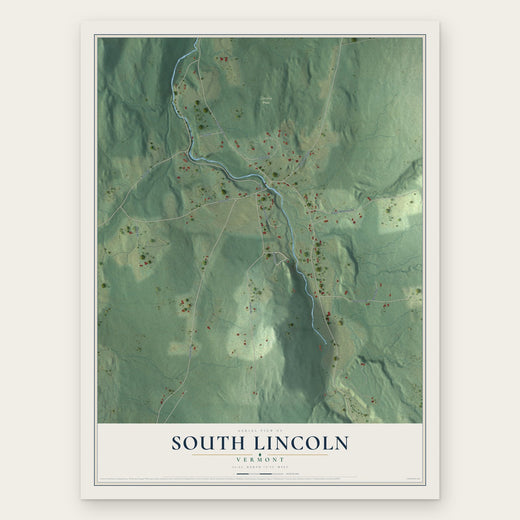 South Lincoln, Vermont map print, the full design