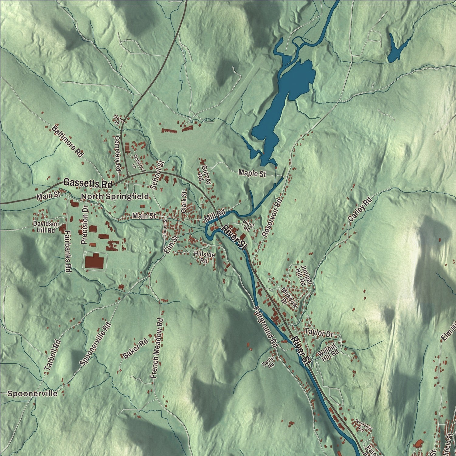 Street and neighborhood detail from the Springfield, Vermont map