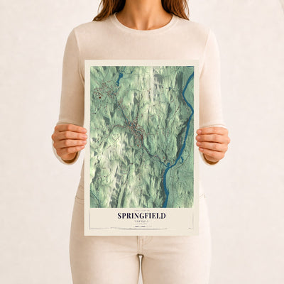 Springfield, Vermont map print - 12 x 18 archival matte print