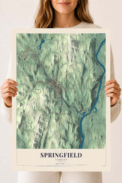 Springfield, Vermont map print - 18 x 24 archival matte print