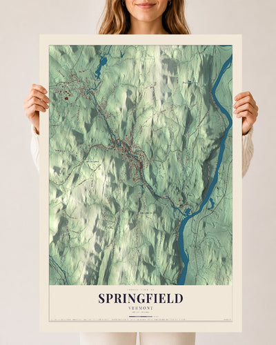 Springfield, Vermont map print - 24 x 36 archival matte print