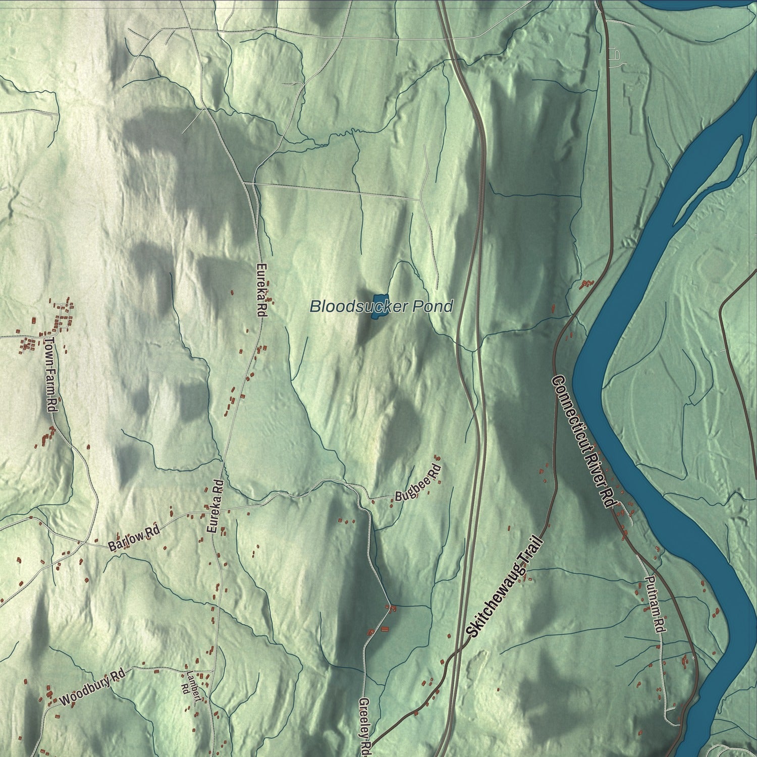 Terrain and local geography detail from the Springfield, Vermont map