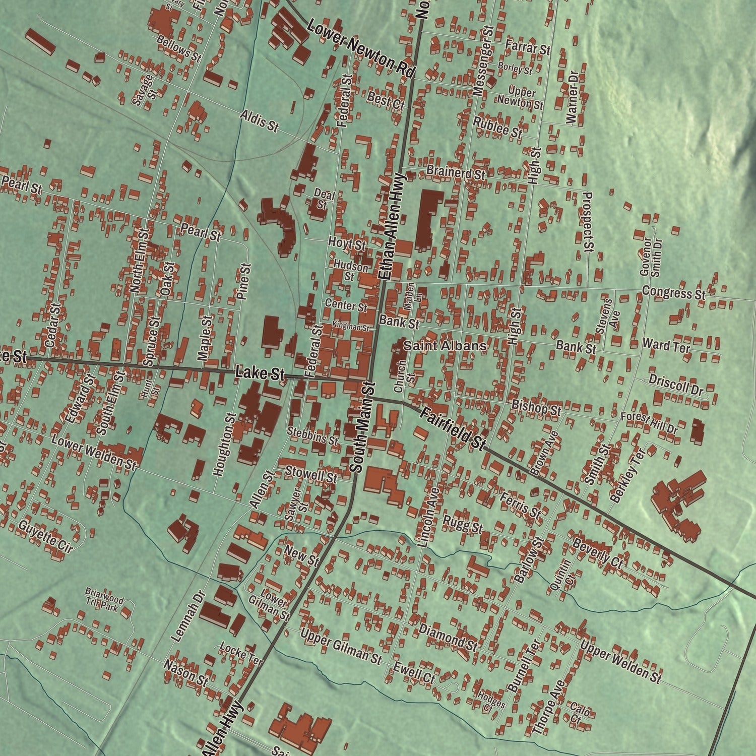 Street and neighborhood detail from the St. Albans City, Vermont map