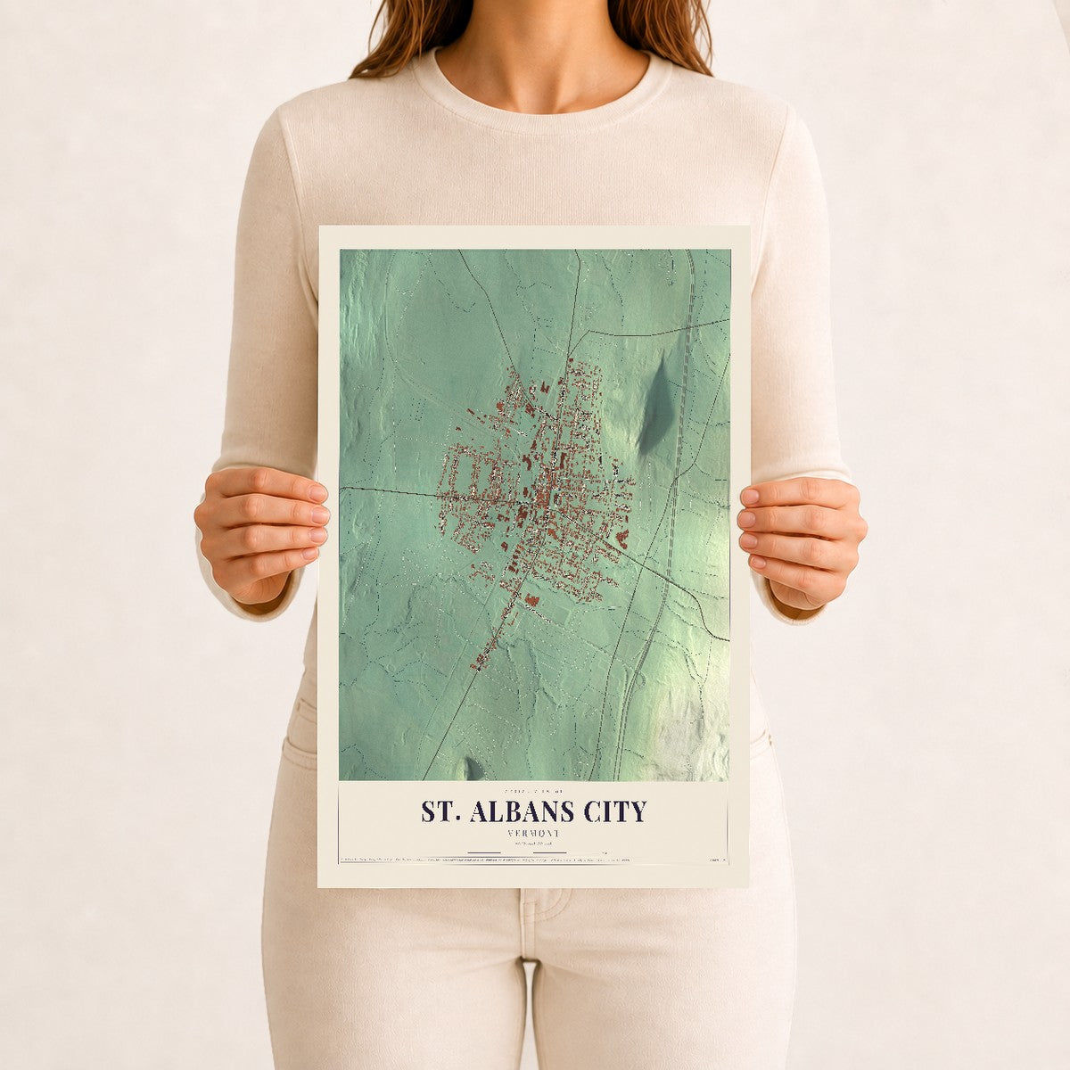 St. Albans City, Vermont map print - 12 x 18 archival matte print