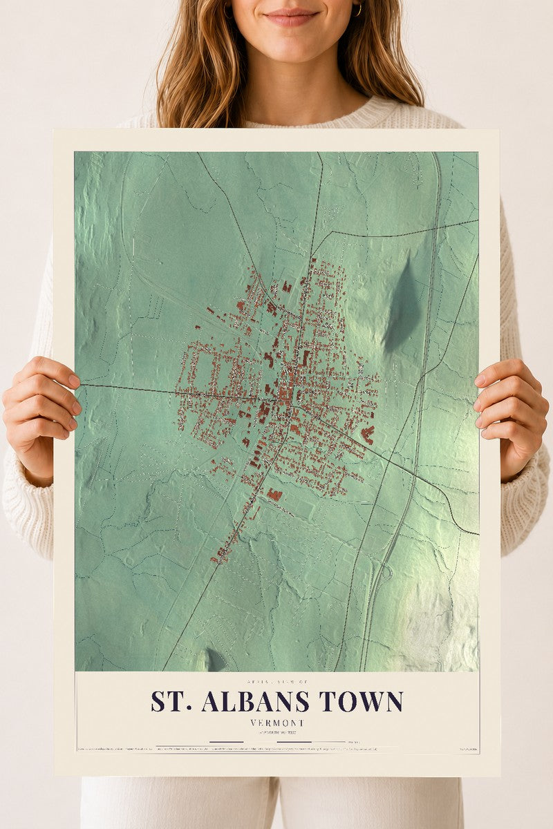 St. Albans Town, Vermont map print - 18 x 24 archival matte print
