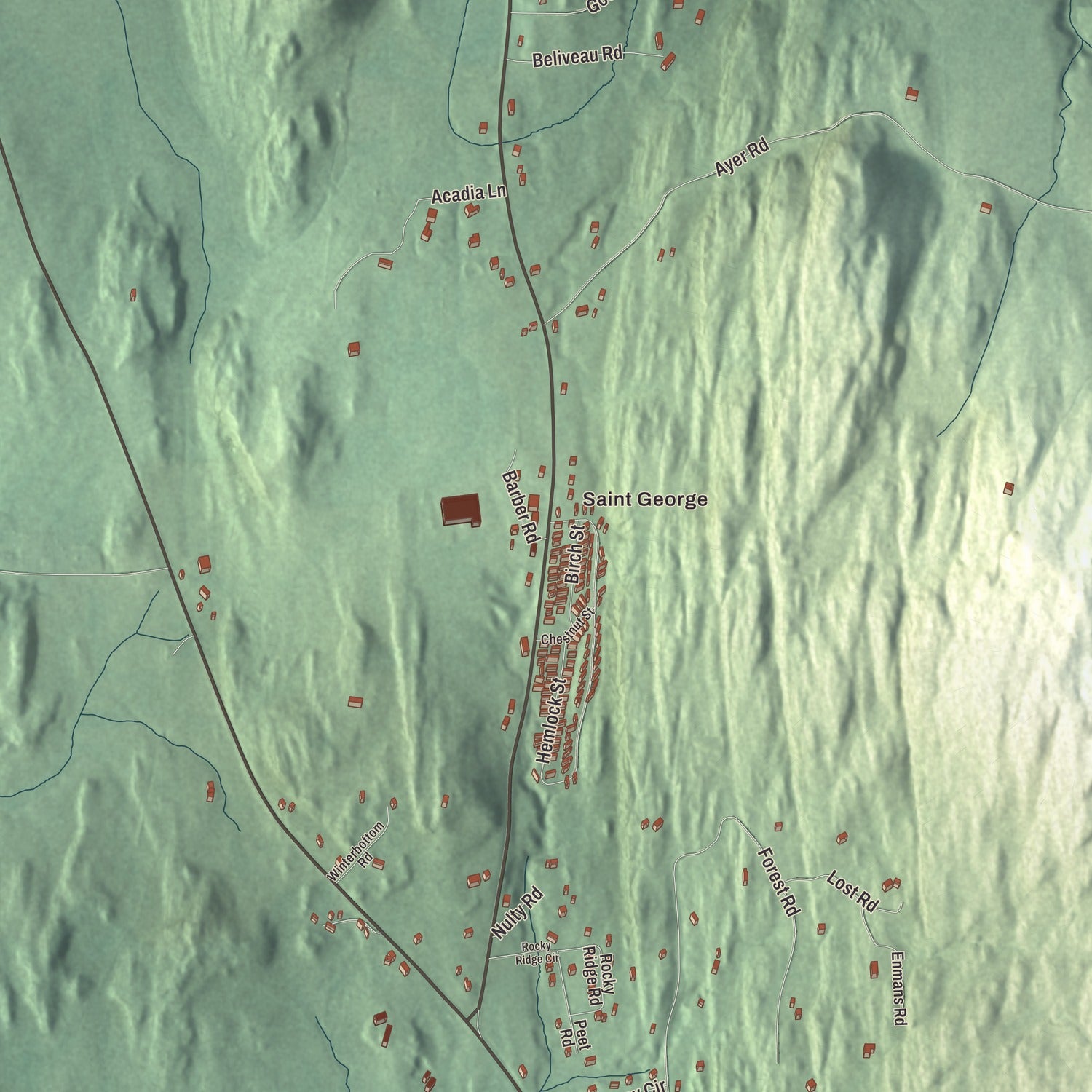 Street and neighborhood detail from the St. George, Vermont map