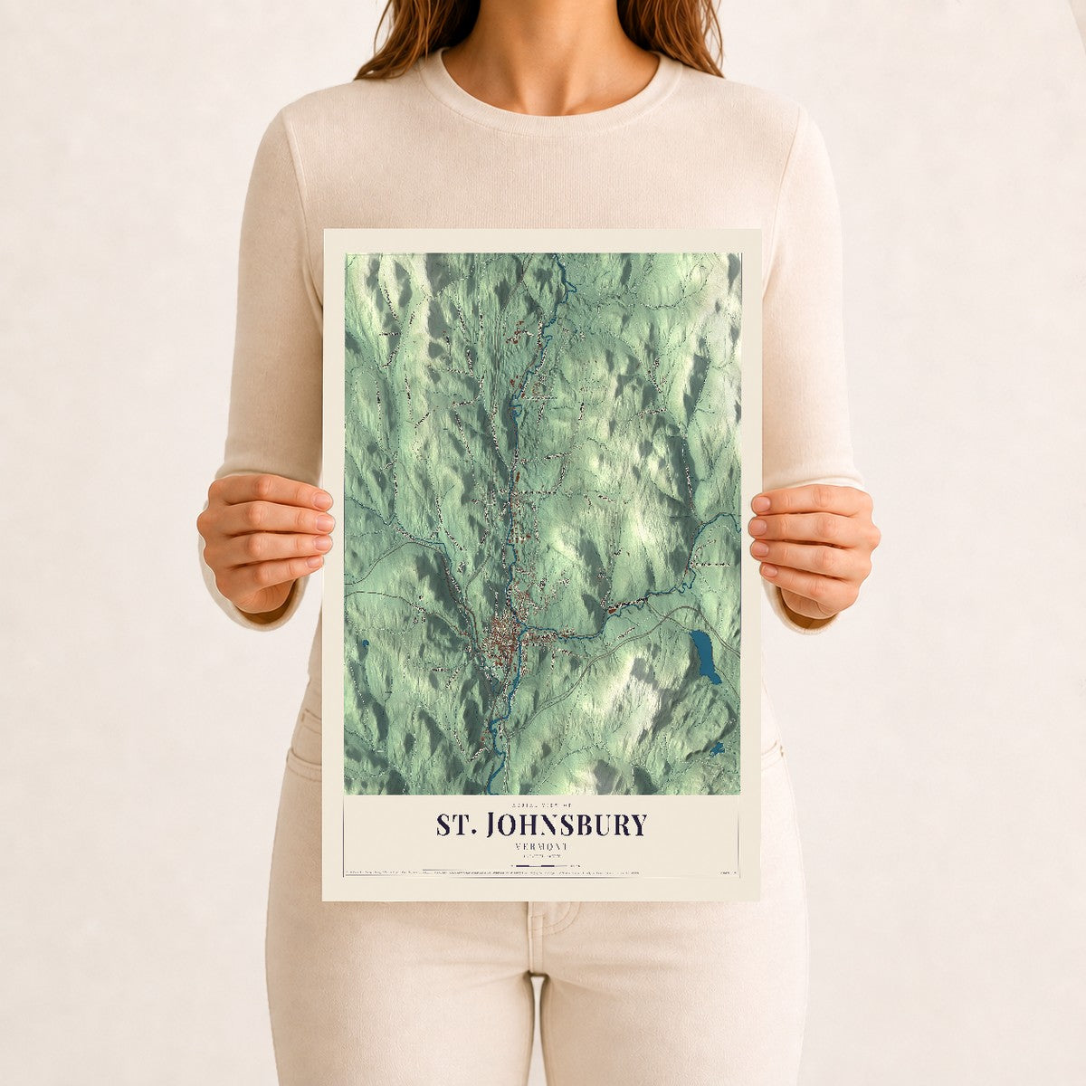 St. Johnsbury, Vermont map print - 12 x 18 archival matte print