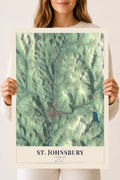 St. Johnsbury, Vermont map print - 18 x 24 archival matte print