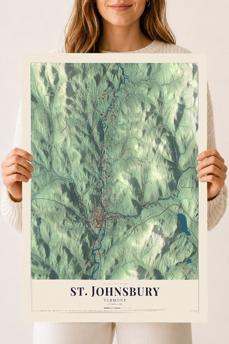 St. Johnsbury, Vermont map print - 18 x 24 archival matte print