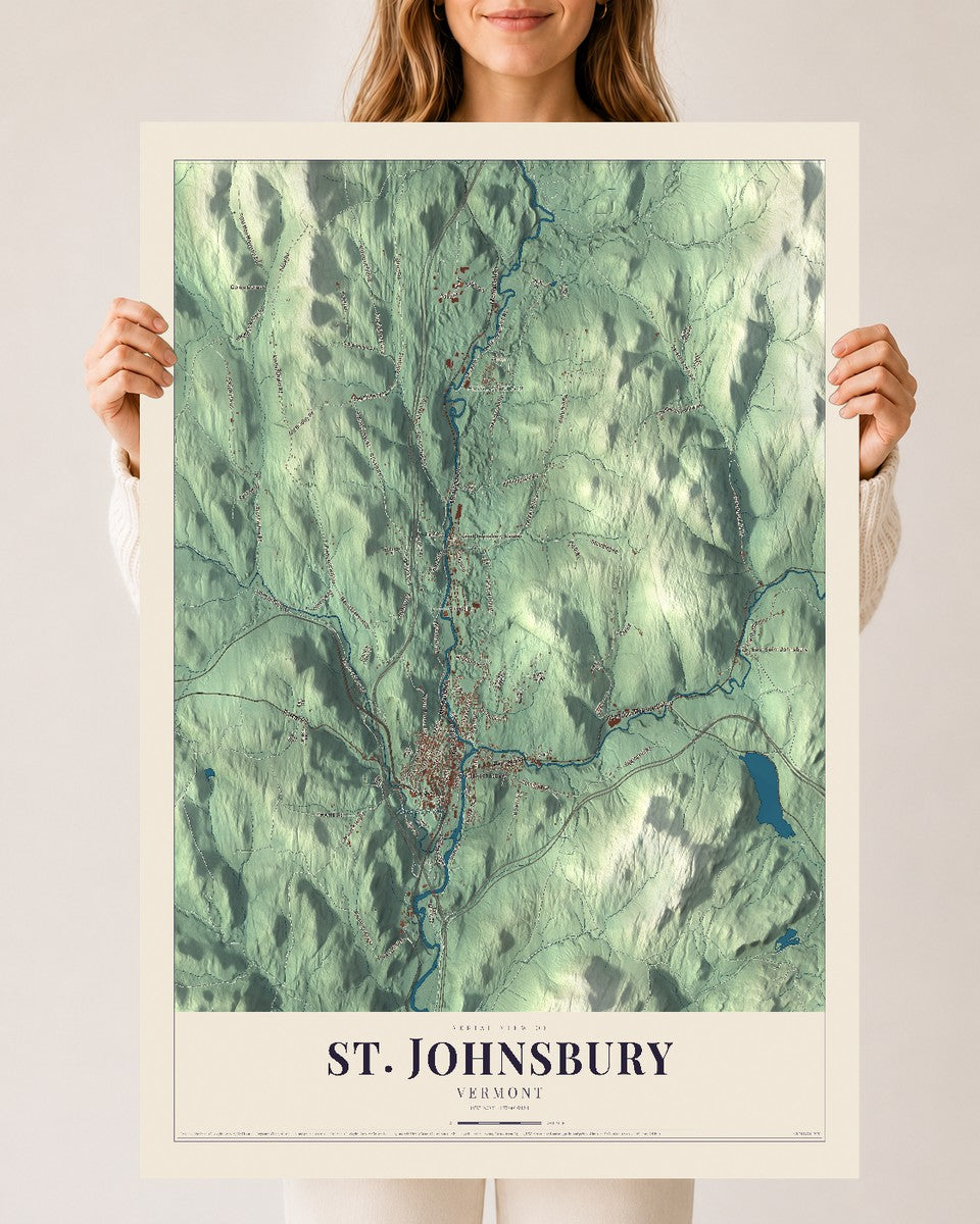 St. Johnsbury, Vermont map print - 24 x 36 archival matte print