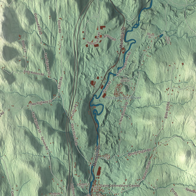 Terrain and local geography detail from the St. Johnsbury, Vermont map