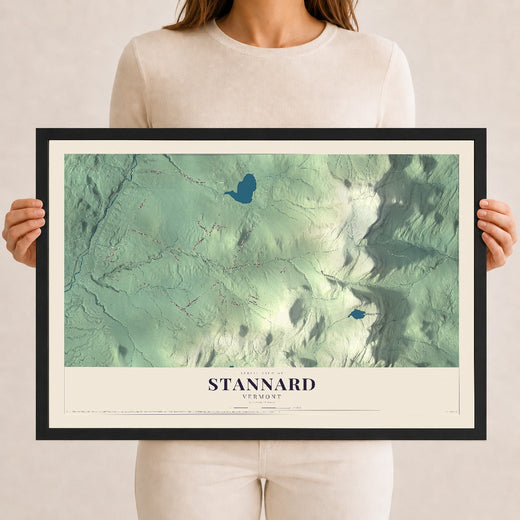 Map of Stannard, Vermont, 12 x 18 inch print in a black wood frame