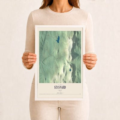 Stannard, Vermont map print - 12 x 18 white Ayous wood frame