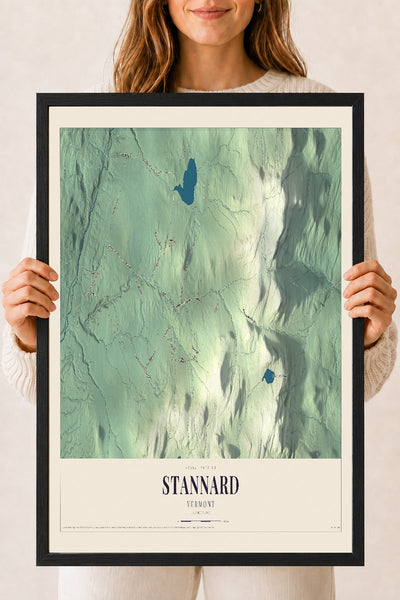 Stannard, Vermont map print - 18 x 24 black Ayous wood frame