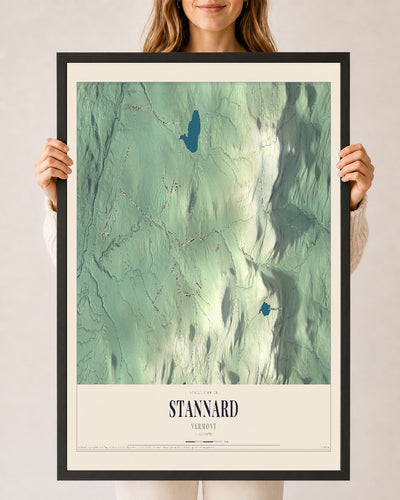 Stannard, Vermont map print - 24 x 36 black Ayous wood frame