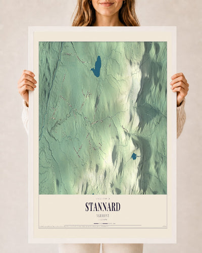Stannard, Vermont map print - 24 x 36 white Ayous wood frame