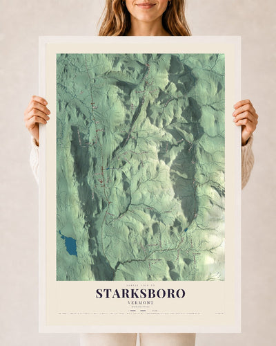 Starksboro, Vermont map print - 24 x 36 white Ayous wood frame