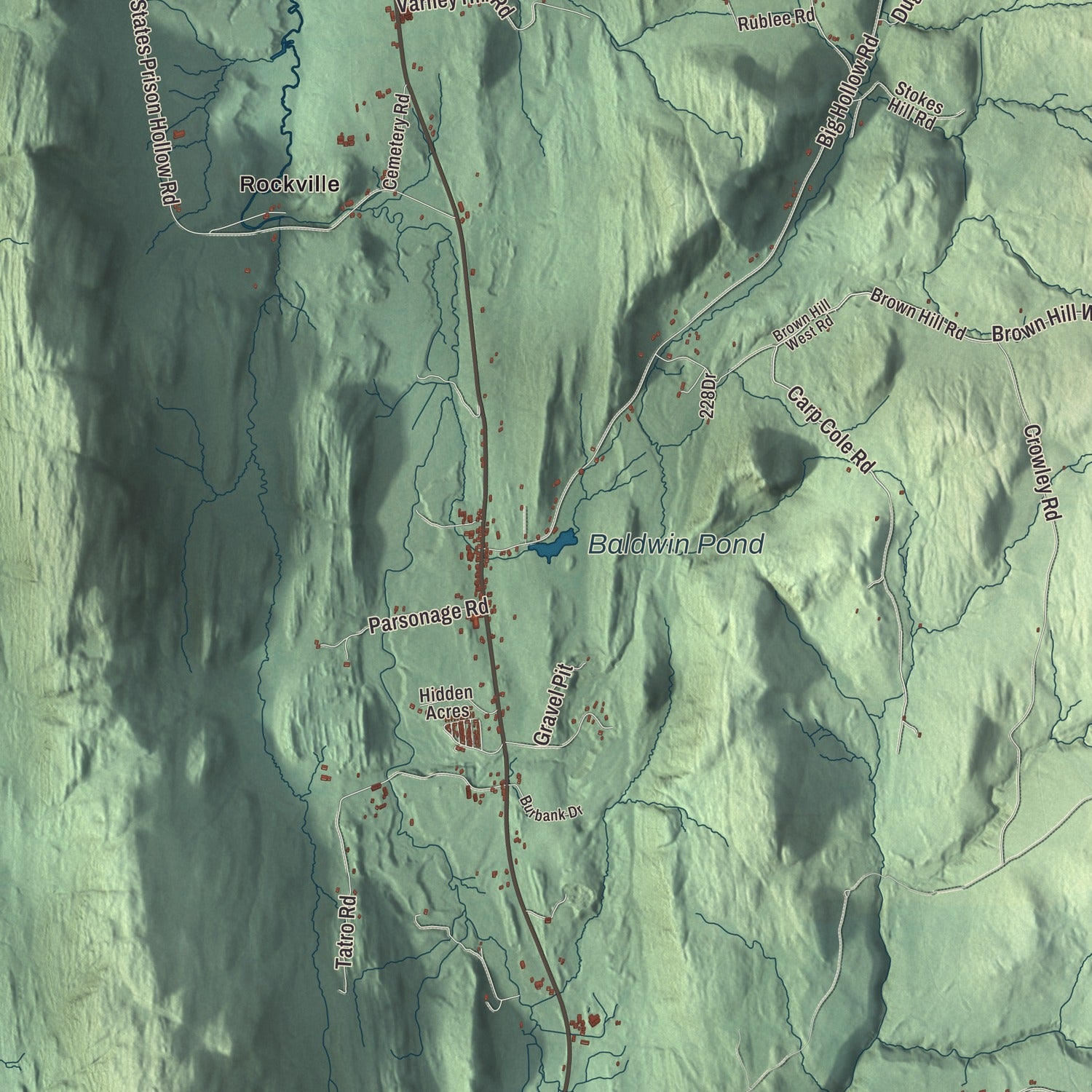 Terrain and local geography detail from the Starksboro, Vermont map